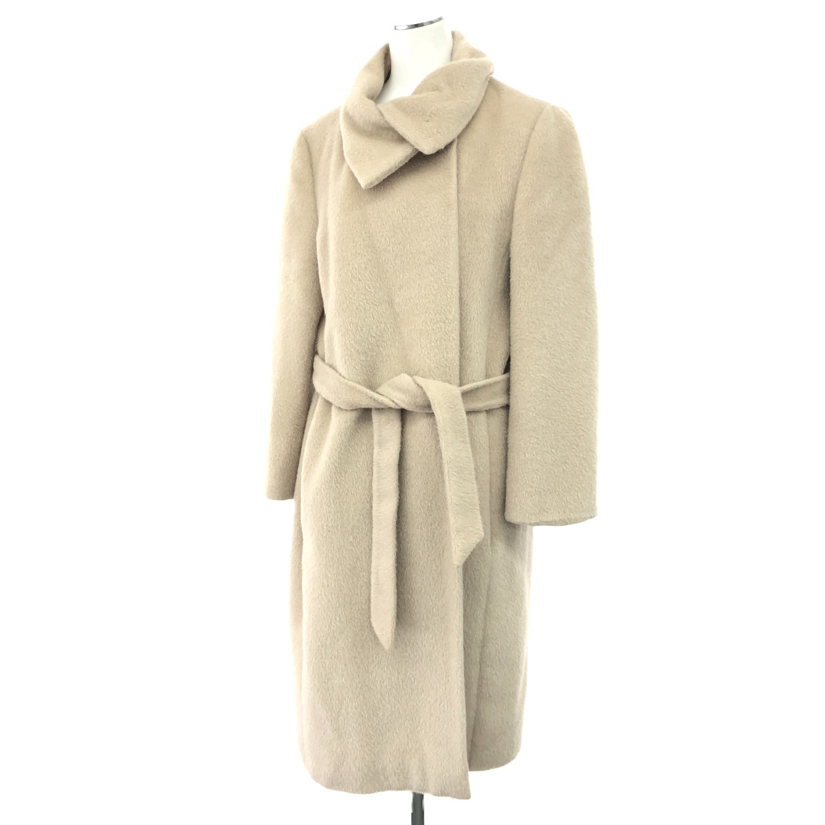 MAX MARA マックスマーラ シャギーコート  大きさ:40 アルパカ/羊毛/白引き船/ロング丈    ベージュ レディース【中古】