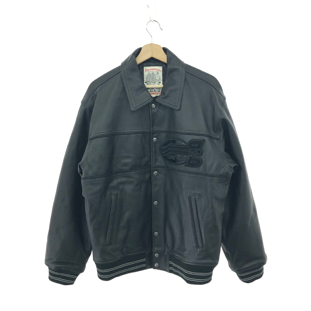 AVIREX アヴィレックス レザーバーシティジャケット 良好 サイズ:L RECORD BREAKERS VARSITY JACKET 6121046 ブラック メンズ【中古】｜リサイクル ティファナ