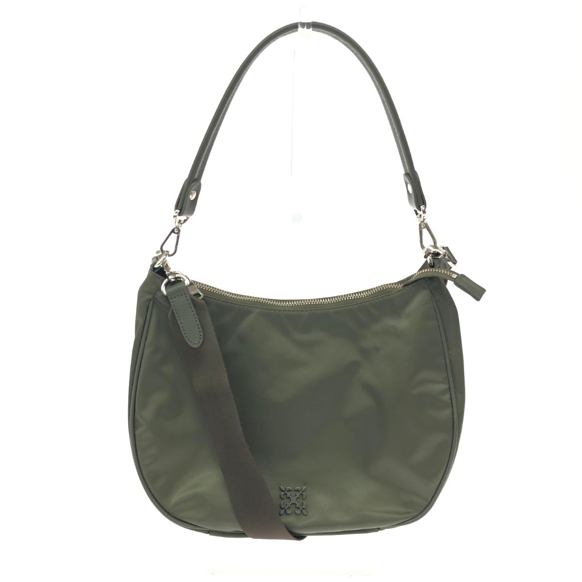 russet ラシット 2WAYショルダーバッグ 美品 モノグラムプレート クラウズナイロン オリーブ グリーン レディース【中古】|リサイクル ティファナ