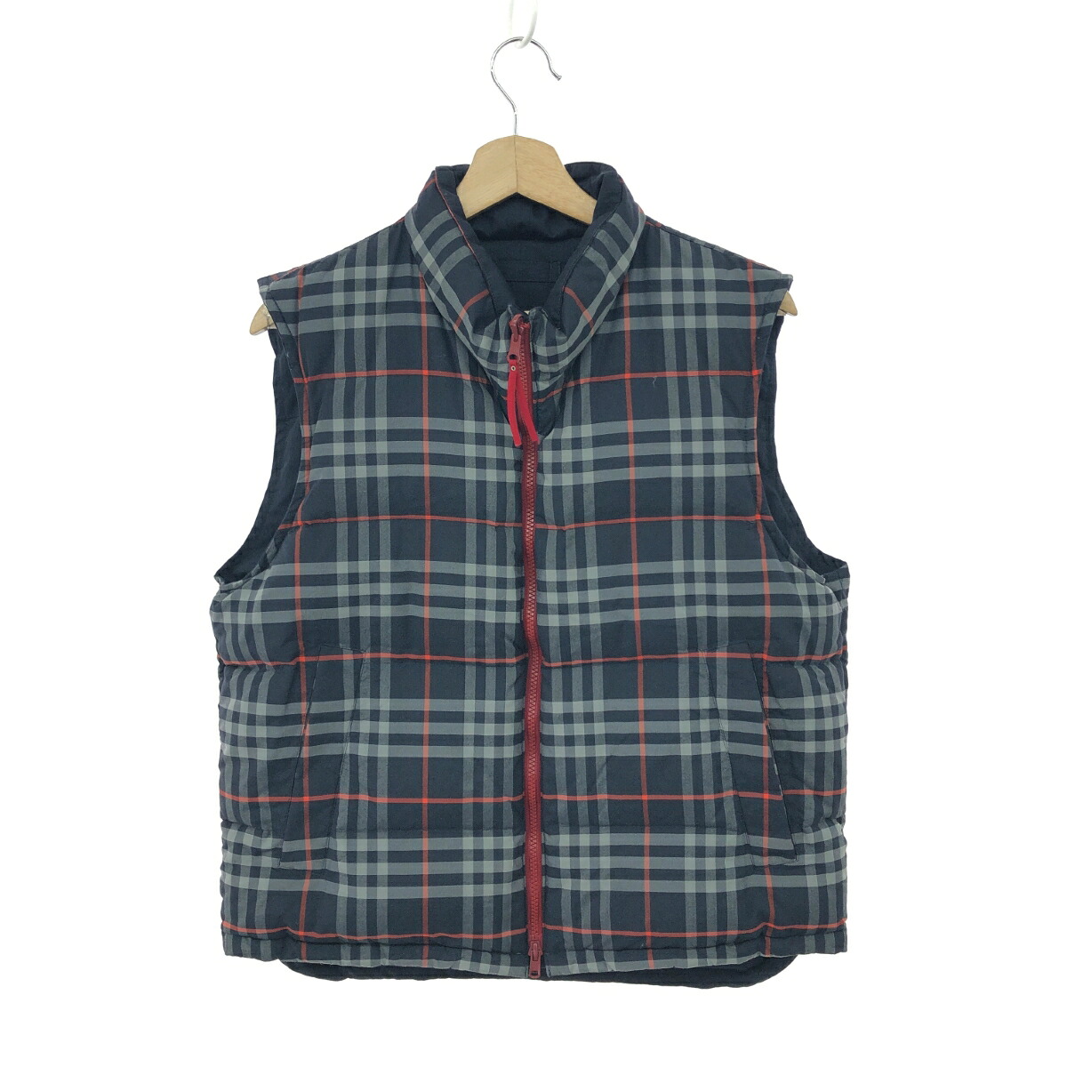 Burberry\u0027s バーバリーズ リバーシブルダウンベスト  大きさ:LY ノバチェック/配管ロゴタイプ刺しゅう    米国海軍 メンズ【中古】