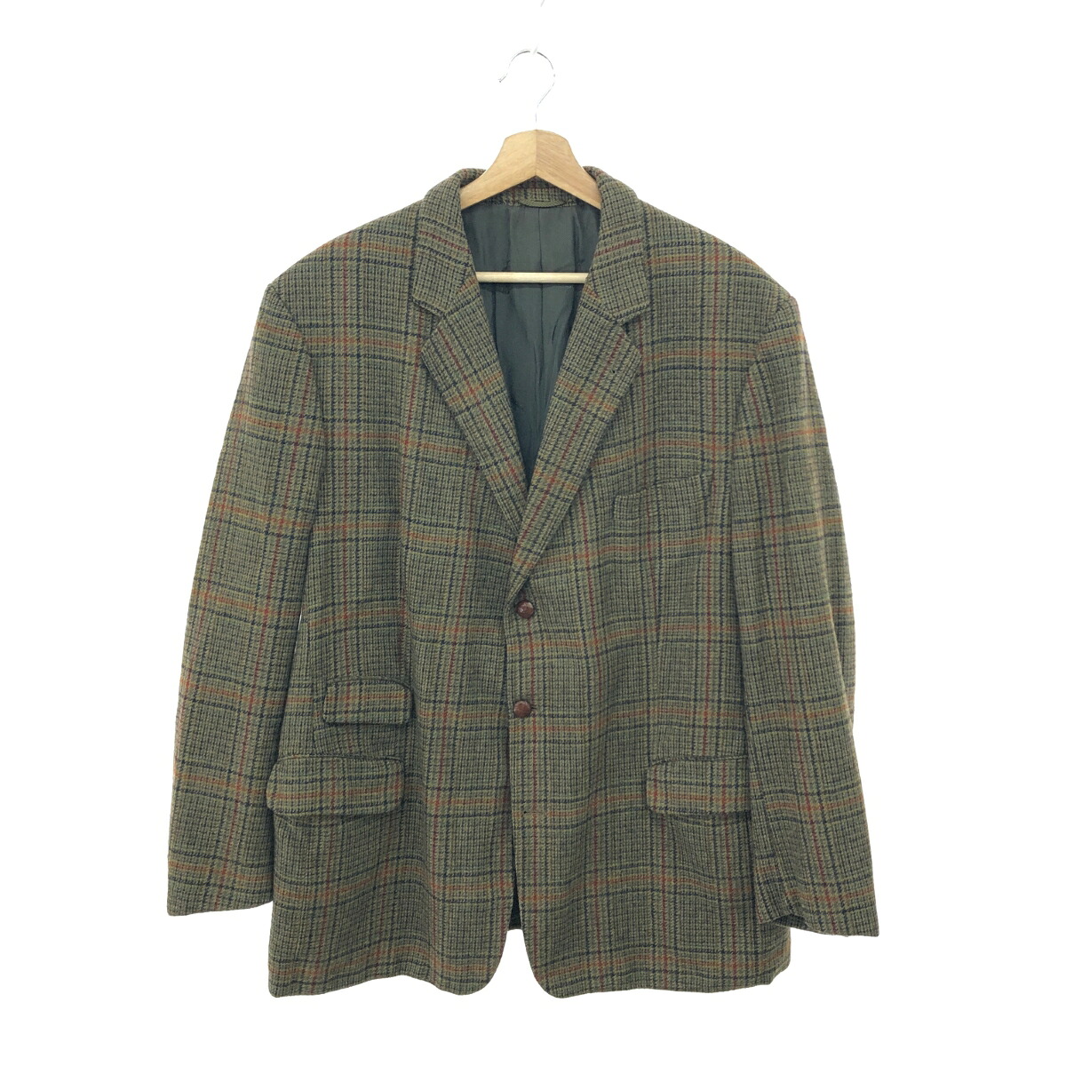 Burberry\u0027s バーバリーズ 2Bツィード上衣  大きさ曖昧模糊たる ウエストジャーマニー製/くるみ名取り草/裏地導管ロゴタイプ    カーキ メンズ【中古】