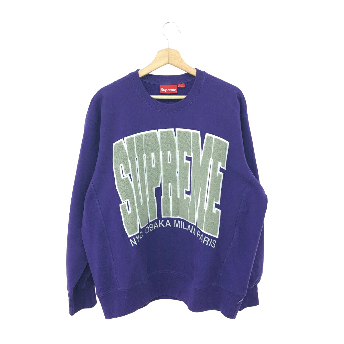 SUPREME シュプリーム 汗水  大きさ:M Cities Arc Crewneck CA38135/21FW   パープル メンズ【中古】