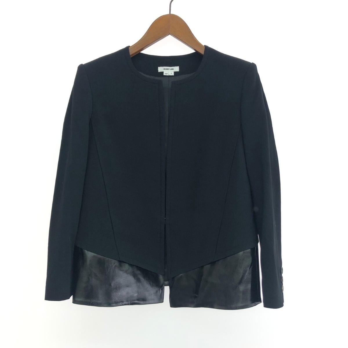 HELMUT LANG ヘルムートラング ノーカラージャケット 良好 サイズ:2 ウールブレンド/切替/モード 16-2404034 ブラック レディース【中古】｜リサイクル ティファナ