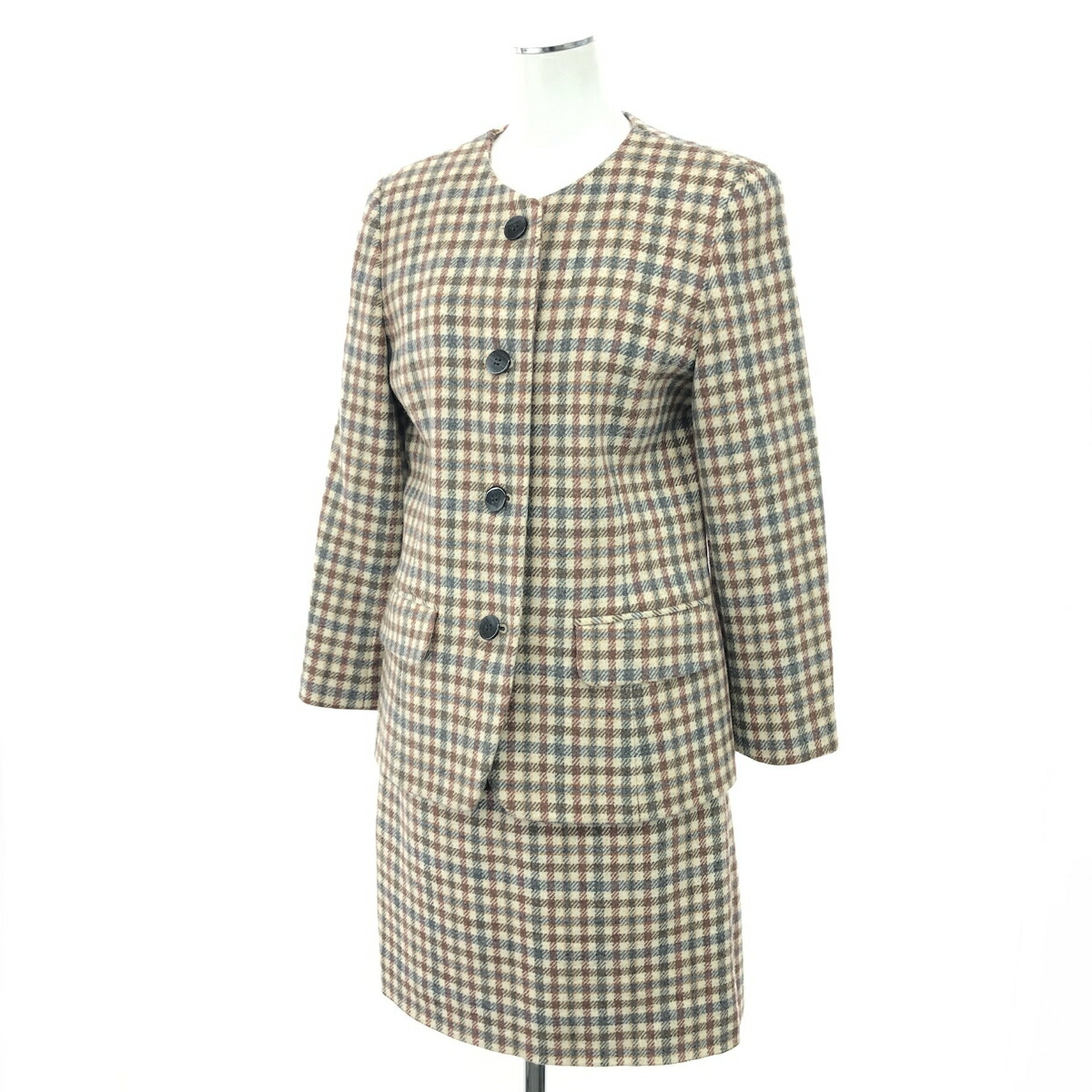 Burberry\u0027s バーバリーズ セットアップ 好ましい 大きさ:7号11号 カシミールアルパカ混/読み合わせる/スコート背広 VINTAGE   赤銅色 レディース【中古】
