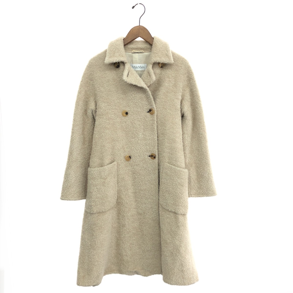 MAX MARA マックスマーラ シャギーコート  大きさ:I38 ダブル/アルパカ羊毛    ベージュ レディース【中古】