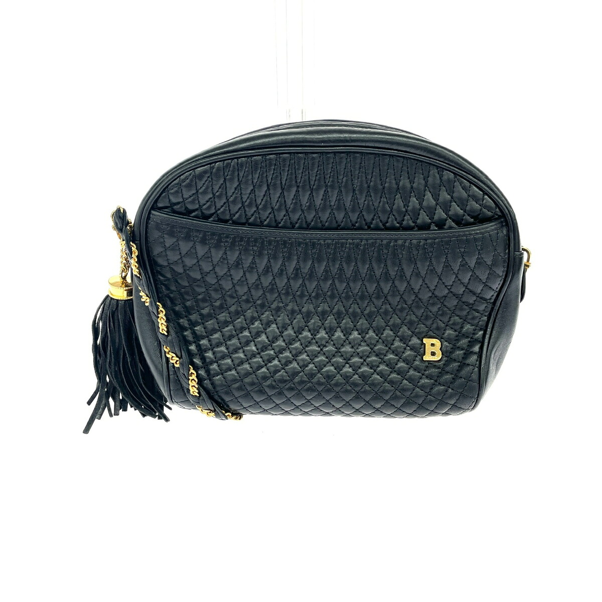 BALLY バリー チェーン店ショルダーバッグ   タッセル キルティング なめし革 黒いこと ヴィンテージ   黒いこと レディース【中古】