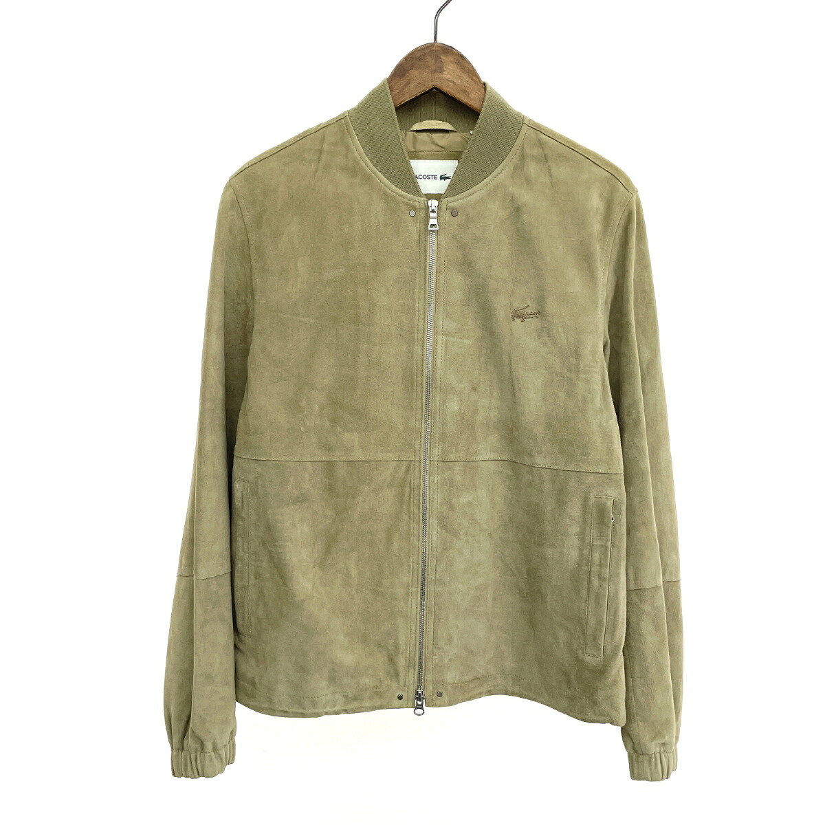 LACOSTE ラコステ プレミアムスエードレザージップボンバージャケット  US S/FR46 やぎ革 BH5041L   ベージュ メンズ【中古】