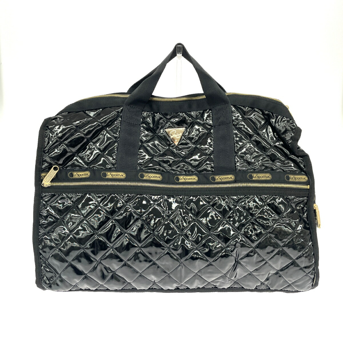 LeSportsac レスポートサック ×ジョイリッチ ボストンバッグ 好ましい  キルティング エナメル    黒いこと レディース【中古】