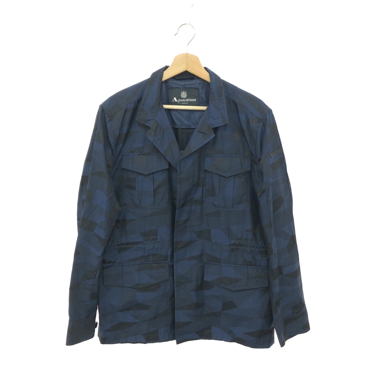 Aquascutum アクアスキュータム 総柄フィールドジャケット サイズ:L ネイビー メンズ【中古】|リサイクル ティファナ