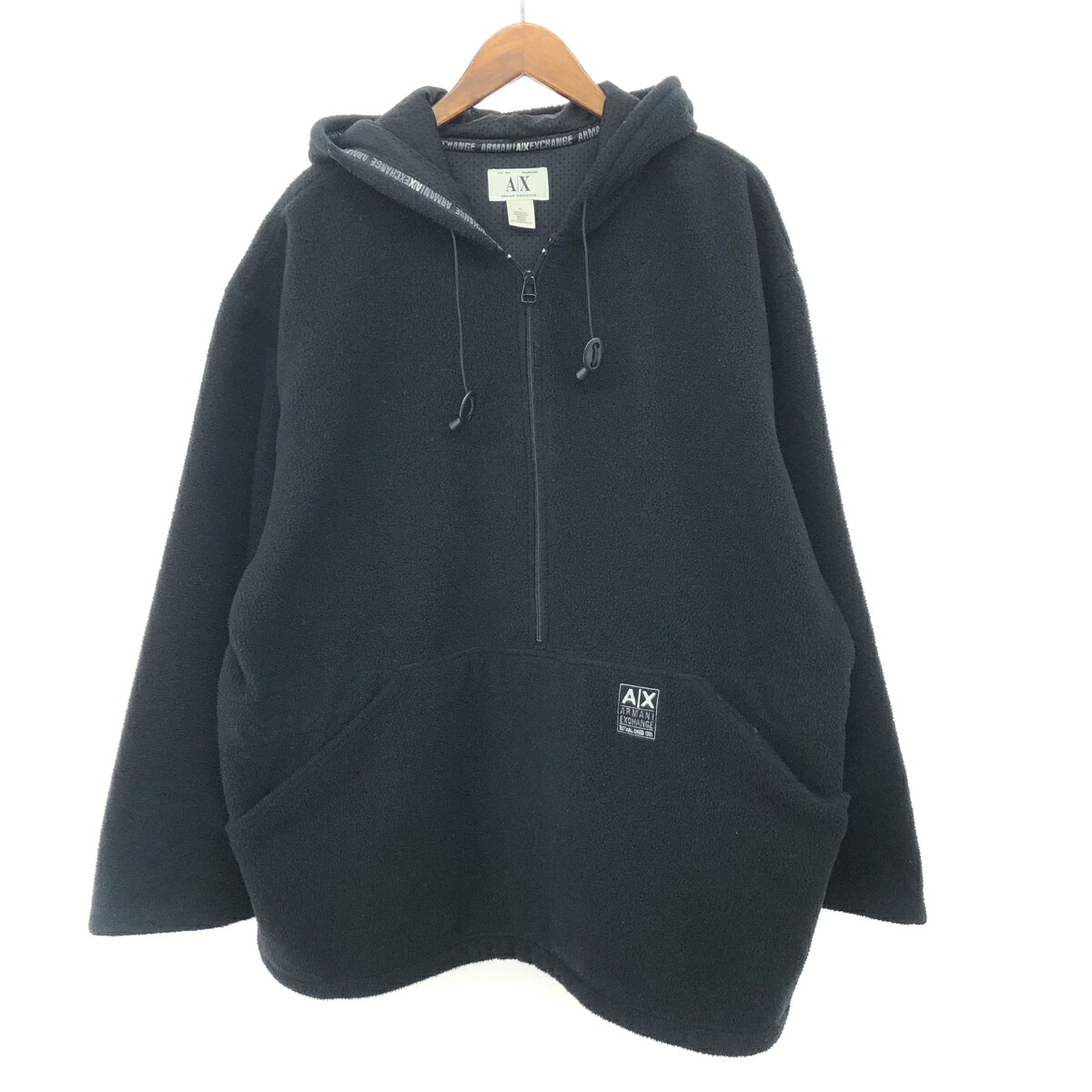 ARMANI EXCHANGE アルマーニエクスチェンジ ハーフジップフリースジャケット  大きさ:XL アーカイブ/亜米利加製    黒いこと メンズ【中古】