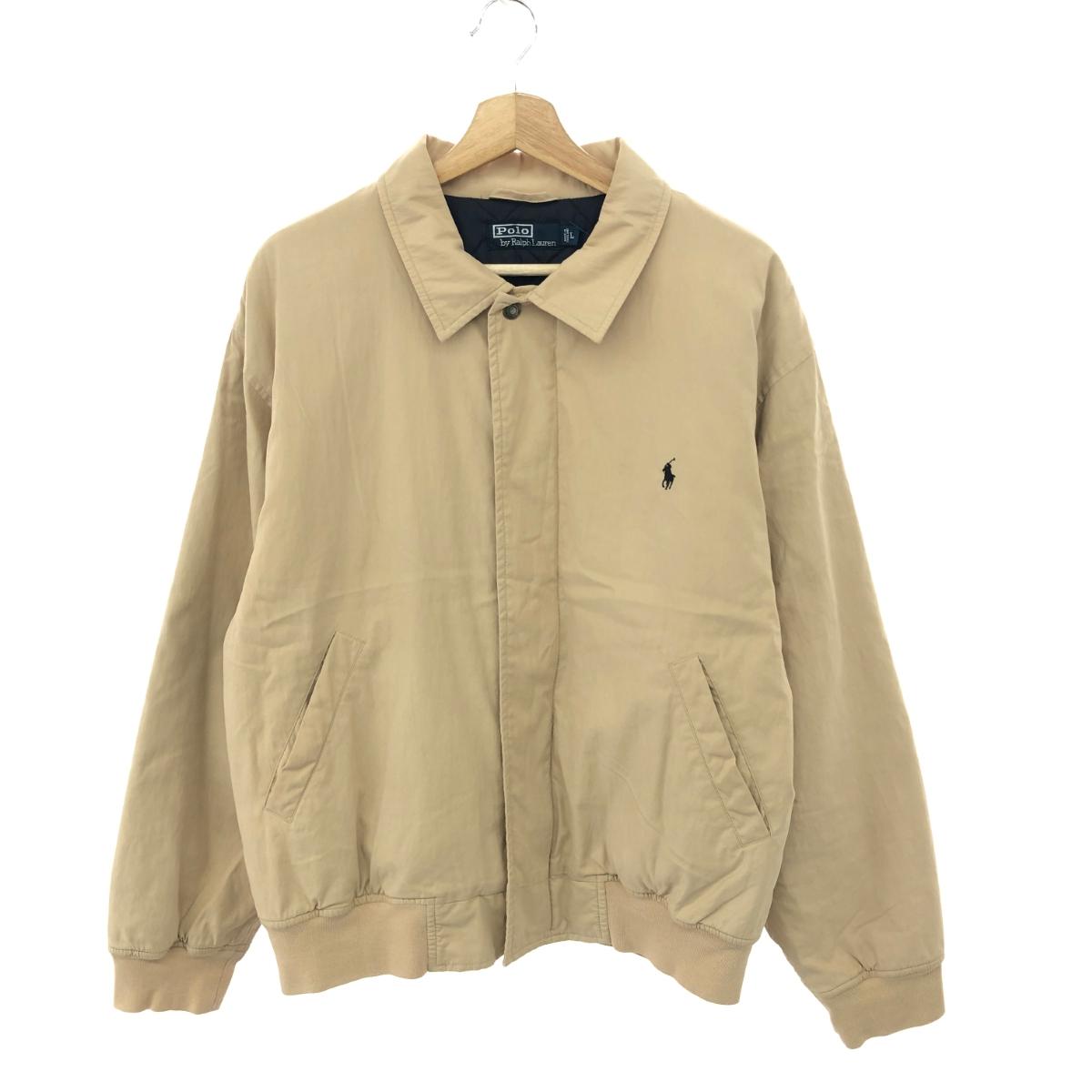POLO RALPH LAUREN ポロラルフローレン キルティングライナーコットンジャケット  大きさ:L 子馬刺しゅう ヴィンテージ   ベージュ メンズ【中古】