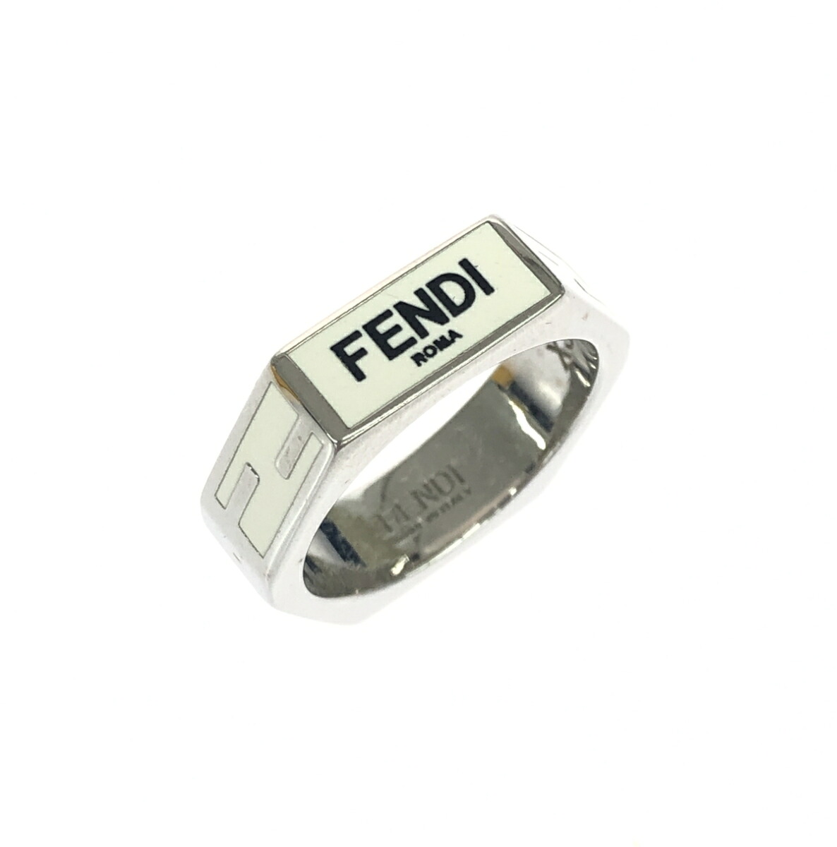 FENDI フェンディ ロゴリング 良好 #16 1A0923 ホワイト/シルバーカラー レディース【中古】|リサイクル ティファナ