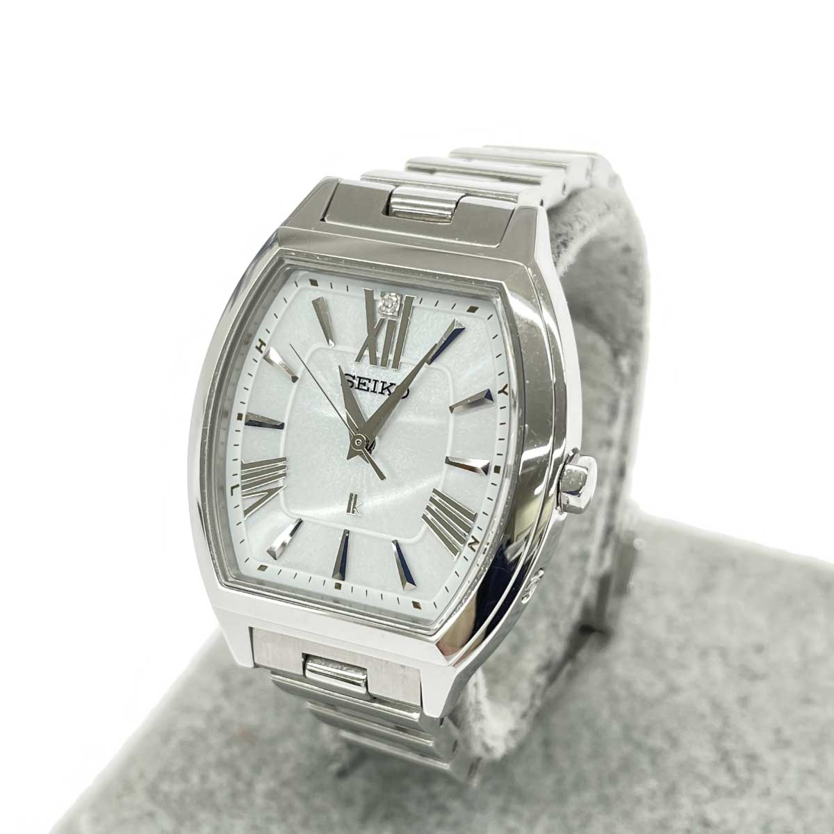 SEIKO セイコー ルキア/電磁波ソーラーウオッチ 美品  1P金剛石 3B51-0AM0   しろがね色色つや レディース【中古】