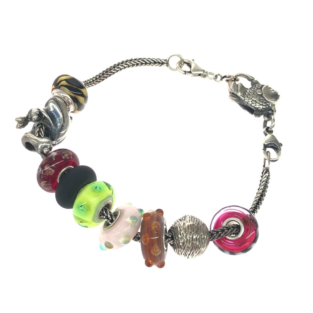 TROLL BEADS トロール網ビーズ SV腕輪 思わしい  火竜/ビッグフィッシュロック等    しろがね色色つや ユニ一発やる【中古】