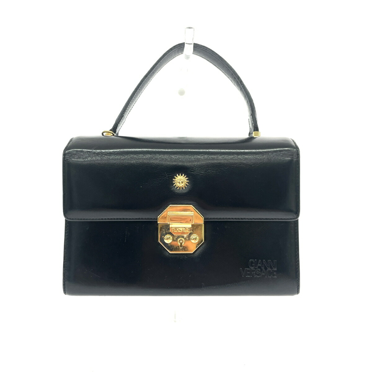 Gianni Versace ジャンニヴェルサーチ バニティハンドバッグ   サンバースト/なめし革 ヴィンテージ   黒いこと レディース【中古】