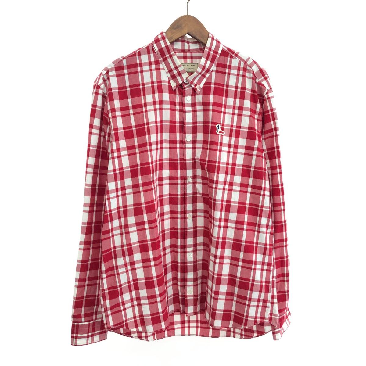 MAISON KITSUNE メゾンキツネ 長袖プルオーバー  大きさ:43 読み合わせる柄    赤いこと メンズ【中古】