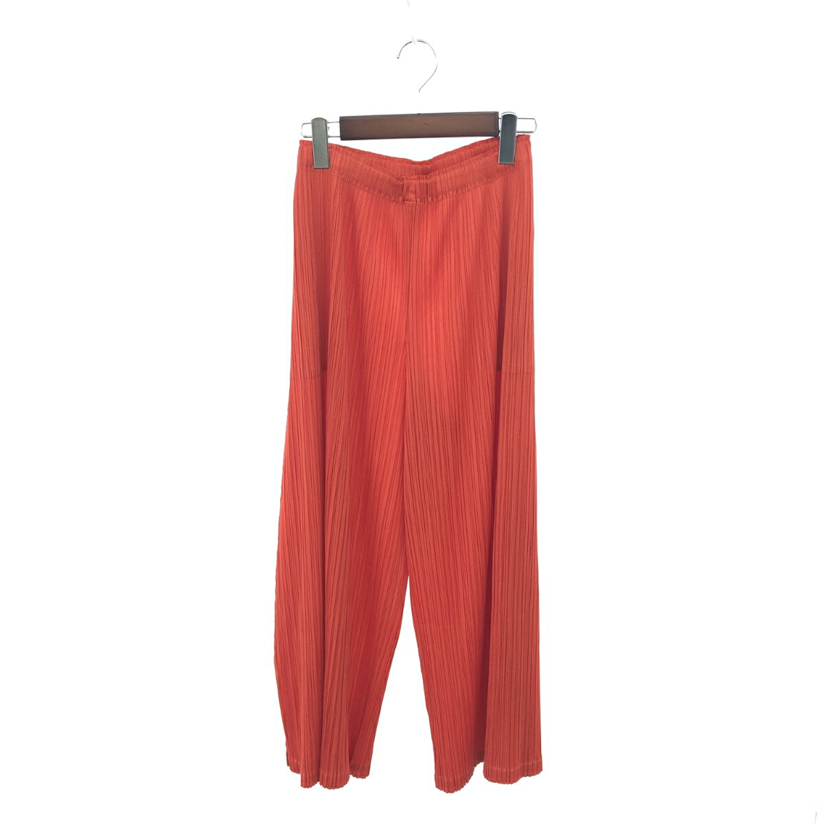 PLEATS PLEASE 筋目プリーズ ワイドプリーツパンツ 好ましい 大きさ:3 裾細長い切口 PP51JF125/2025SS   オレンジ色 レディース【中古】