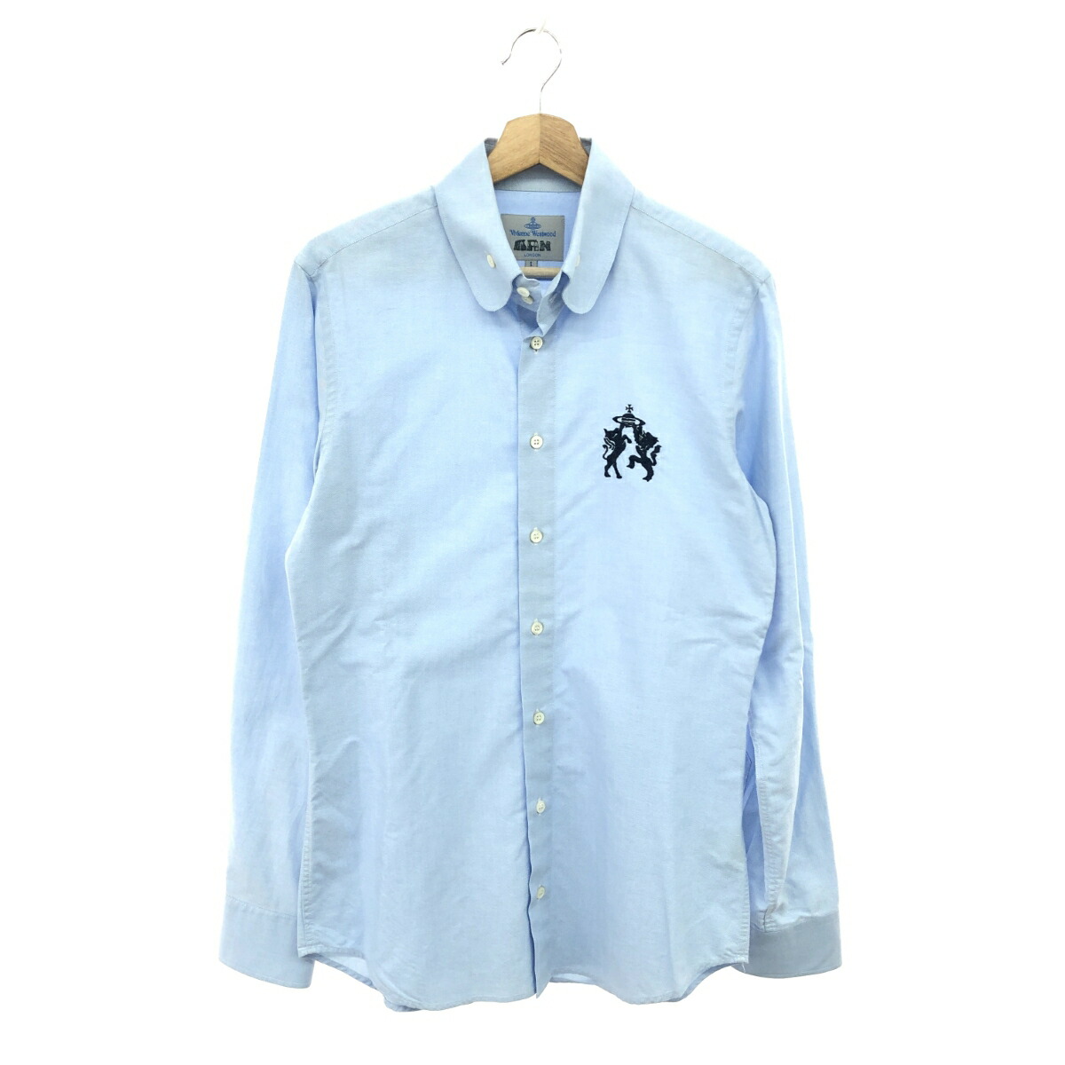 Vivienne Westwood ヴィヴィアンウエストウッド BDオックスフォードプルオーバー  大きさ:1 オーブ刺しゅう    青色 メンズ【中古】