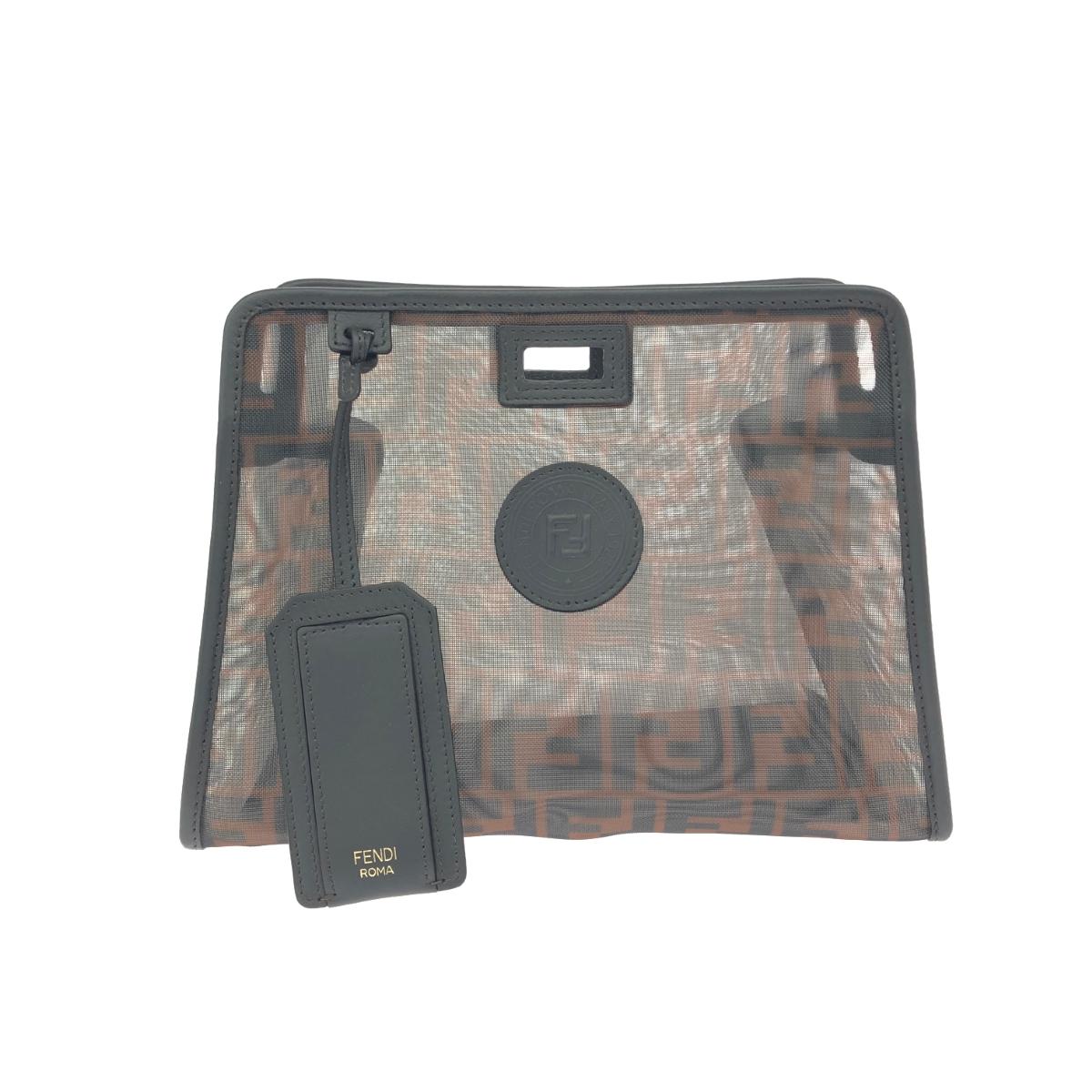 FENDI フェンディ ピーカブー ディフェンダー 美品 ズッカ柄 メッシュ 7AR717 ブラウン レディース【中古】｜リサイクル ティファナ