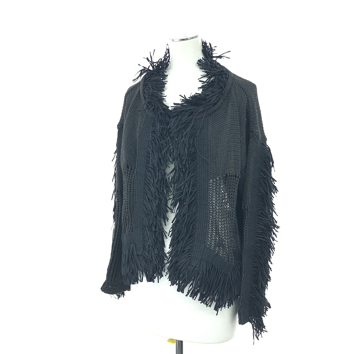 ISSEY MIYAKE イッセイミヤケ フリンジデザインノーカラージャケット サイズ:M IM41-K0006 チャコールグレー レディース【中古】|リサイクル ティファナ