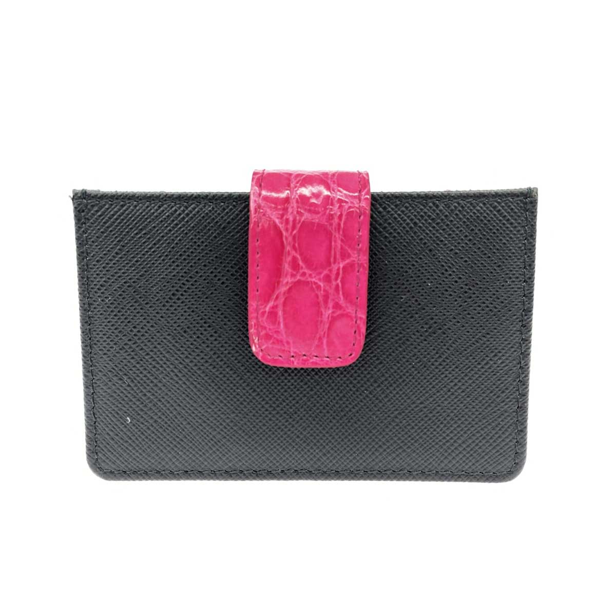 PRADA プラダ 歌留多容れもの 思わしい  サフィアーノ IMC211 181   黒いこと/サクラ色 ユニ一発やる【中古】