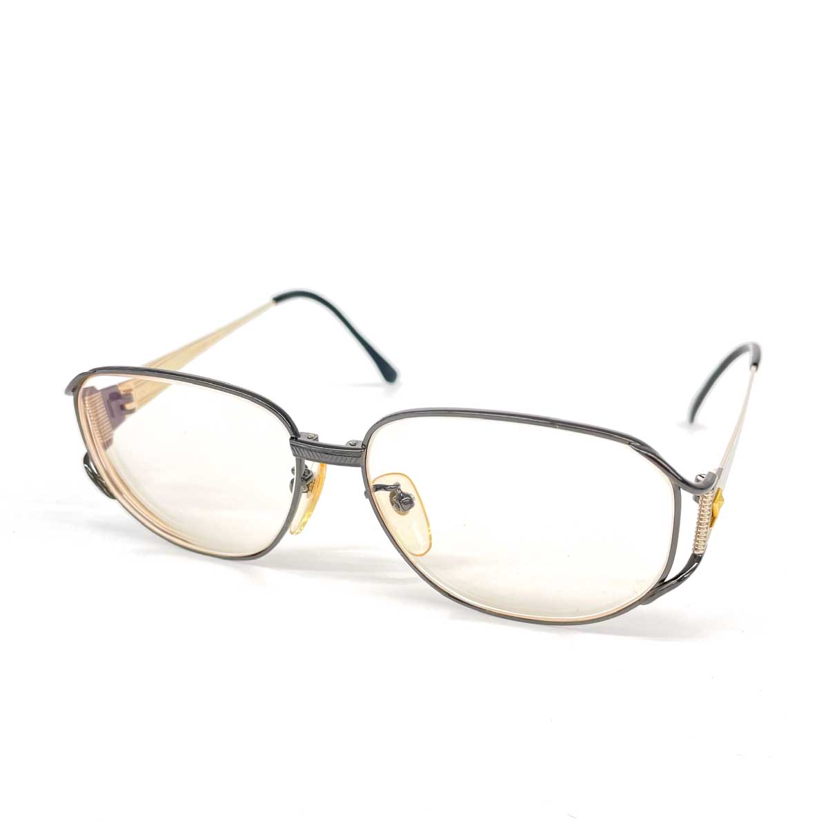 YvesSaintLaurent(YSL) イヴサンローラン 眼鏡 好ましい  日本製/ヴィンテージ 30-0629 50□14-130   黒いこと/ゴールド色つや ユニ一発やる【中古】