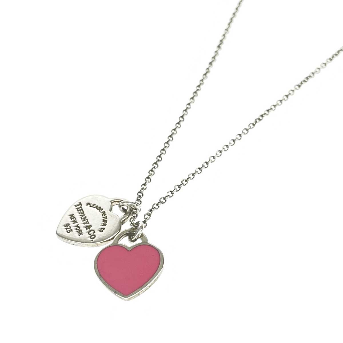 TIFFANY\u0026Co. ティファニー リターントゥダブルハート/SV首飾り 思わしい  925    しろがね色色つや/さくら色 ユニ一発やる【中古】