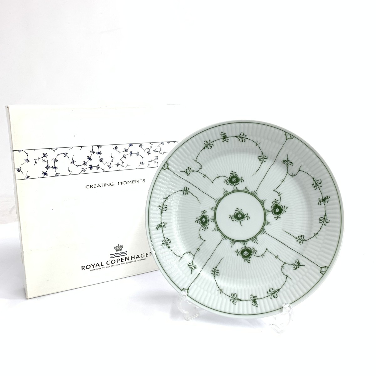 ROYAL COPENHAGEN ロイヤルコペンハーゲン 一皿/グリーンフルーテッド   25糎    白いこと/緑であること 【中古】
