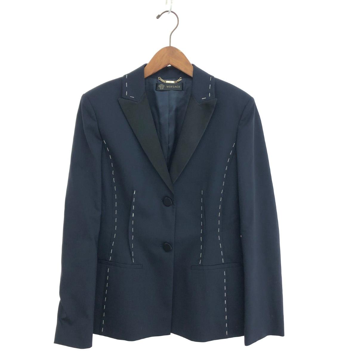 VERSACE COLLECTION ヴェルサーチコレクション 2Bジャケット 良好 サイズ:44 632 710 107 810 ネイビー レディース【中古】|リサイクル ティファナ