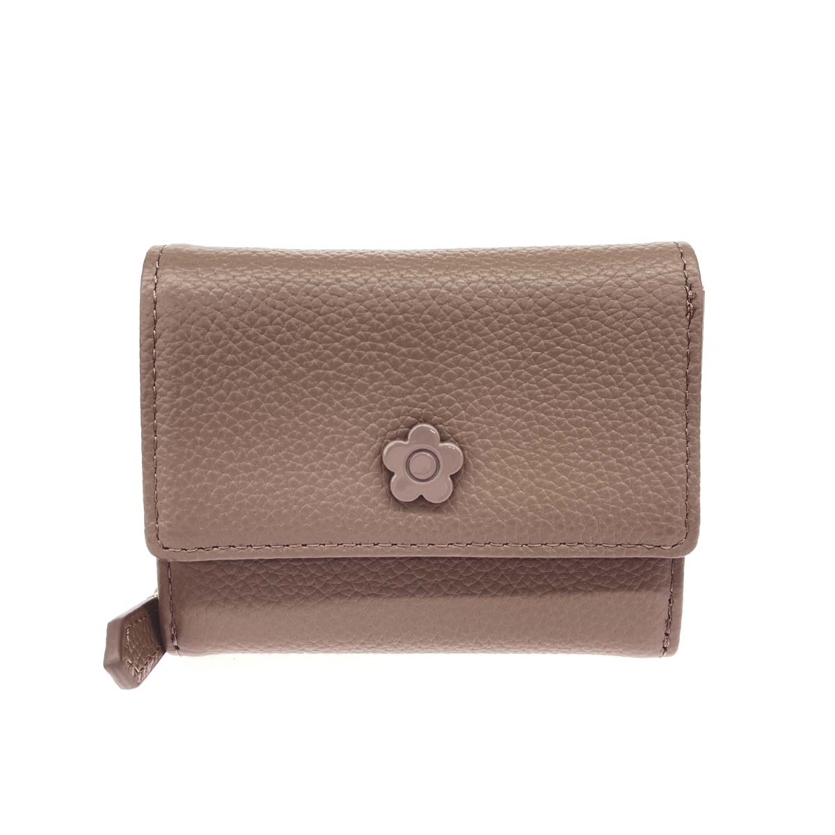 MARY QUANT マリークワント 三つ折り財布/ペインティングデイジーミニウォレット 新品同様 デイジー/レザー/ モカ レディース【中古】｜リサイクル ティファナ