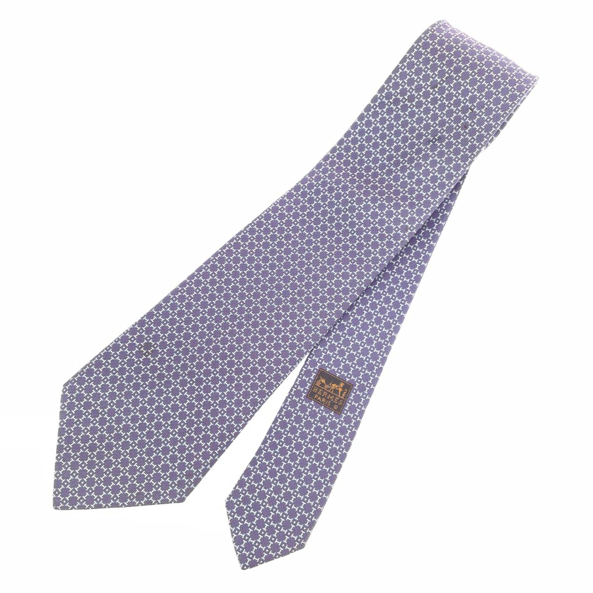 HERMES エルメス ネクタイ H柄/ 759033T シルク100％ パープル バイオレット メンズ【中古】｜リサイクル ティファナ