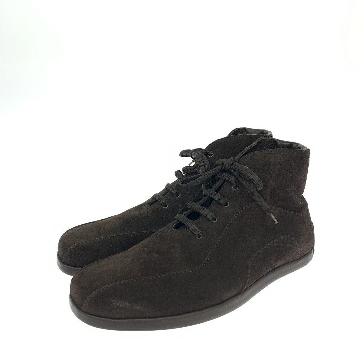 Ermenegildo Zegna エルメネジルドゼニア ハイカットスニーカー 良好 表記サイズ:8 1/2EE スエード ブラウン メンズ【中古】｜リサイクル ティファナ
