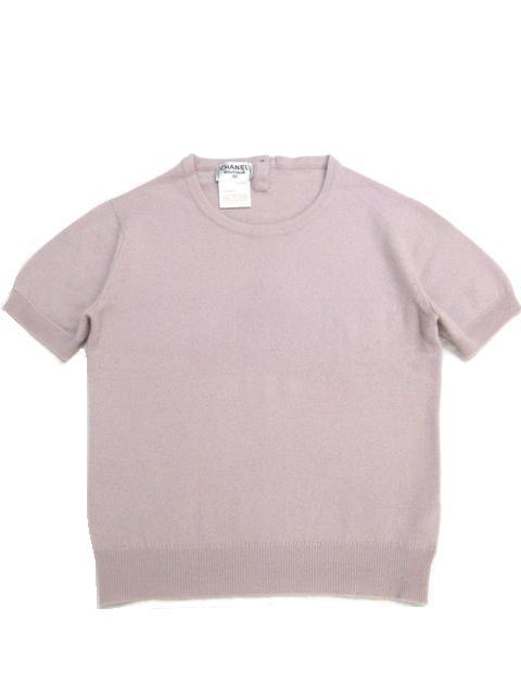 シャネル 97A後ろロゴボタン付カシミアニット・ラベンダー CHANEL