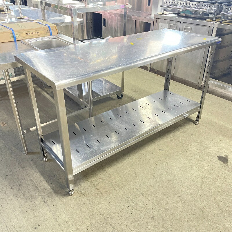 北海道・九州・沖縄・離島等追加送料有【中古】 業務用 ステンレス 棚板付き作業台 幅1500×奥行600×高850mm (No.9995) 厨房機器