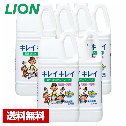 【貨物輸送無料】 キレイキレイ 薬用 流動物 御手手石ケン 2L×6本 百獣の王 容れもの売りわたす 詰め替え用 お役目用