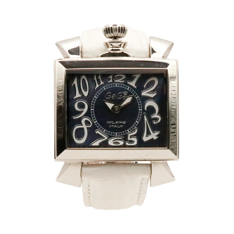 美品】 ガガミラノ メンズ 腕時計 クォーツ ナポレオーネ 白 パール 幾何学 美品】 ガガミラノ メンズ 腕時計 クォーツ ナポレオーネ 白