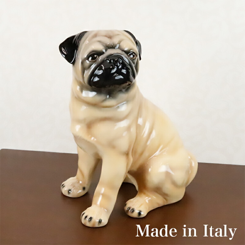 楽天市場】パグ 置物 犬 陶器 クラシック テイスト イタリア