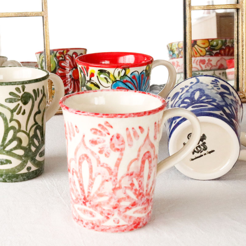 マグカップ おしゃれ コーヒーカップ 来客用 ティーカップ 新生活 食器 マグ カフェ ホテル レストラン パーティ IVANROS 食器 陶器 レッド グリーン ネイビー ガーデン画像