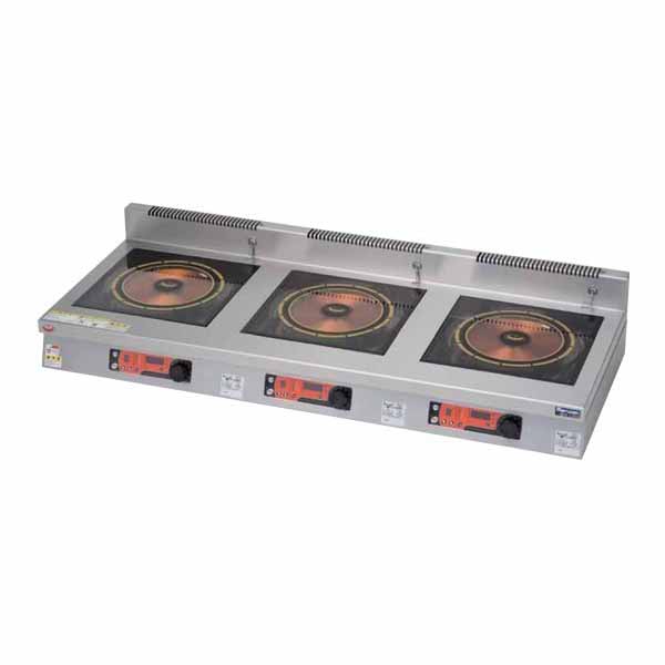 【新品・安心２年保証】IHクリーンコンロ 発光スケルトン(単機能3口タイプ) インジケーター搭載 幅1500×奥行600×高さ170(mm) MIH-SLW555D マルゼン