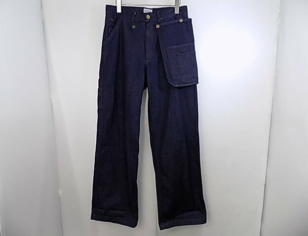 【中古】HOUSTON ヒューストン デニムエプロンペインターパンツ Apron Painter Pants ワークウェア アメカジ ユニセックス 国産デニム ワークスタイル ワイドパンツ ストリートファッション サイズ30 10017