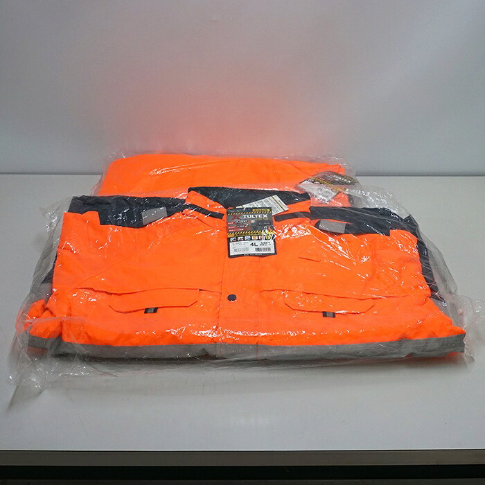 【中古品】開封・未当て嵌める品 タルテックス 高視認性雨合羽防寒厚地の外套・ズボン下上下書き割り 4L大きさ オレンジ色 8960-063 8962-063  曳き船付き添い人（西）※送りとどける元：北海道