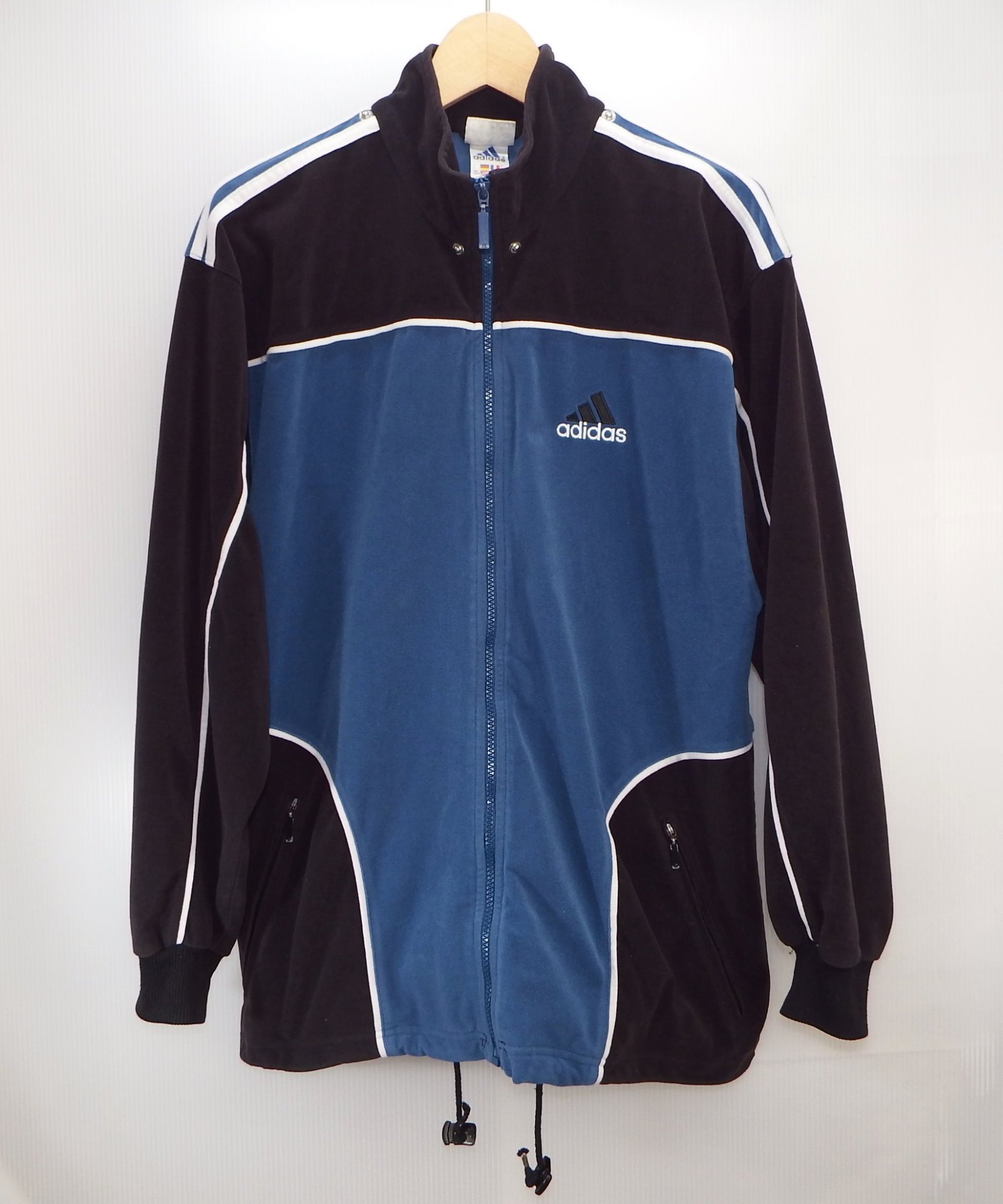 【中古】希少 90's adidas アディダス 両面刺繍ベロアブルゾン トラックジャケット サイズM 10673 古着 ヴィンテージ ストリート系 レトロ ユニセックス メンズ レディース /545|RECYCLESHOPあいうえお