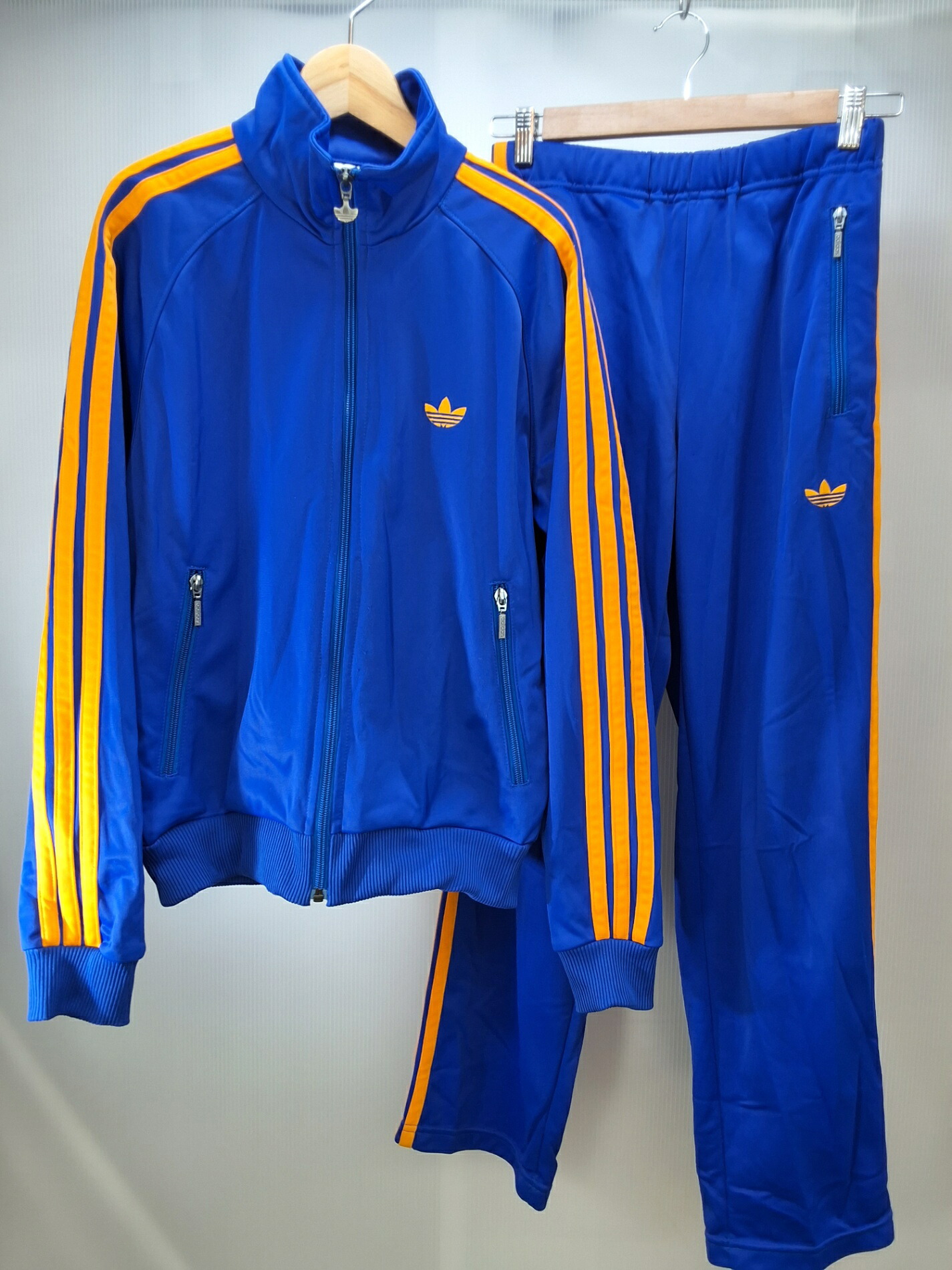 【中古】90s' adidas アディダス AA-8354 AA-8355P デサント製 ジャージ トレーニングウェア セットアップ S-Mサイズ_※発送元：北海道_351｜RECYCLESHOPあいうえお