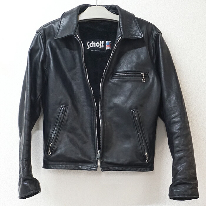 楽天市場】SCHOTT シングルライダースジャケット 34 黒 ショット 642