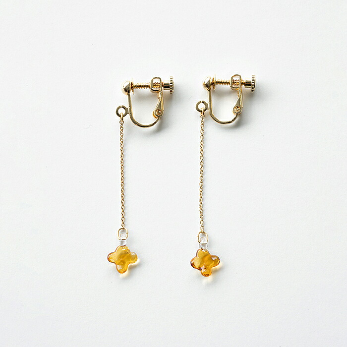 【レビューでクーポン&プレゼント】HARIO×イイダ傘店 イヤリング キンモクセイ (ハリオ アクセサリー きんもくせい おしゃれ ハリオランプファクトリー ガラス ハンドメイド hario lampwork factory ギフト プレゼント HAII-KA-P)