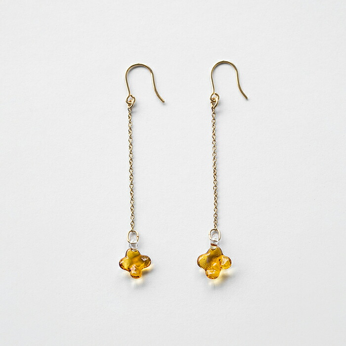 【レビューでクーポン&プレゼント】HARIO×イイダ傘店 ピアス キンモクセイ (ハリオ アクセサリー きんもくせい おしゃれ ハリオランプファクトリー ガラス ハンドメイド hario lampwork factory ギフト プレゼント HAII-KA-P)