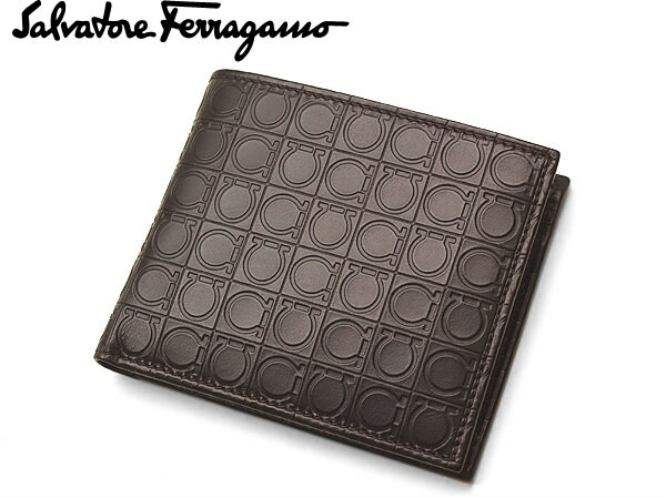 【Ferragamo】フェラガモ 二つ折り金入れ（釣り銭入れ付）暗然たる赤銅色/モカ ガンチー二 66 9407 01 0536856【成年者祝賀会・入社祝賀会・就職祝賀会・貨物輸送無料】