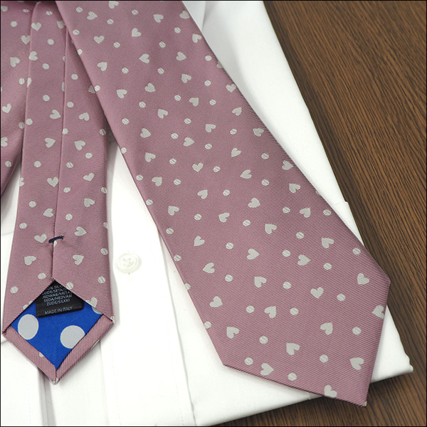 ポールスミス ネクタイ PS118ハート(ALU543-23) パールグレー ピンク 8cm幅 スーツ用ファッション小物 