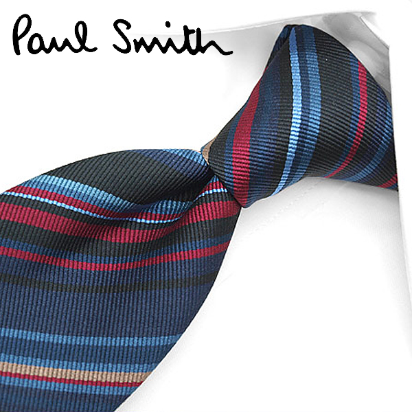 ポールスミス　ネクタイ(8cm幅)　PS6　【Paul Smith・ポールスミスネクタイ】【ネクタイ ブランド・ブランドネクタイ】　　ネイビー/レッド系マルチストライプ