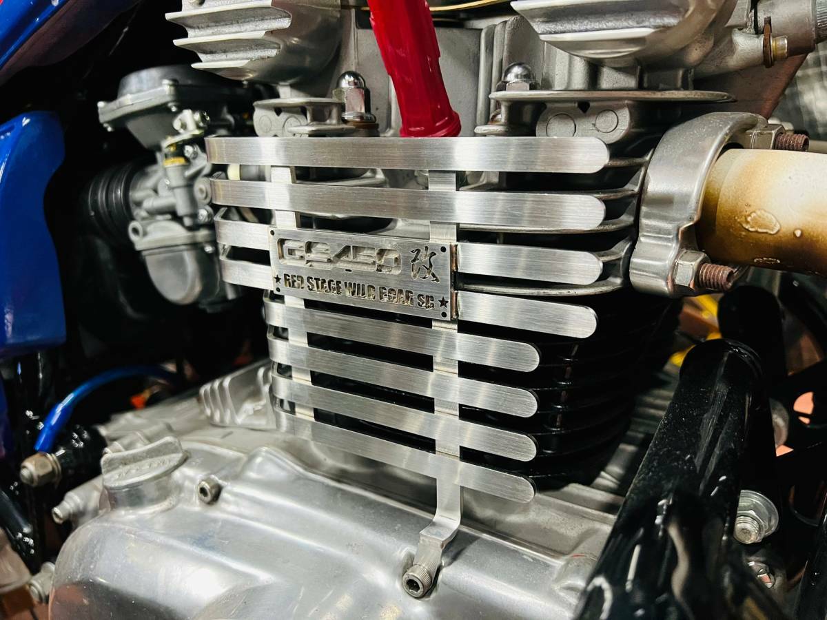 REDSTAGE GS400 オリジナル エンジンフィンカバー 鏡面ステンレス アクセサリー GS450改 ロゴエンブレム赤 レッドステージ|REDSTAGEWILDBOARsp